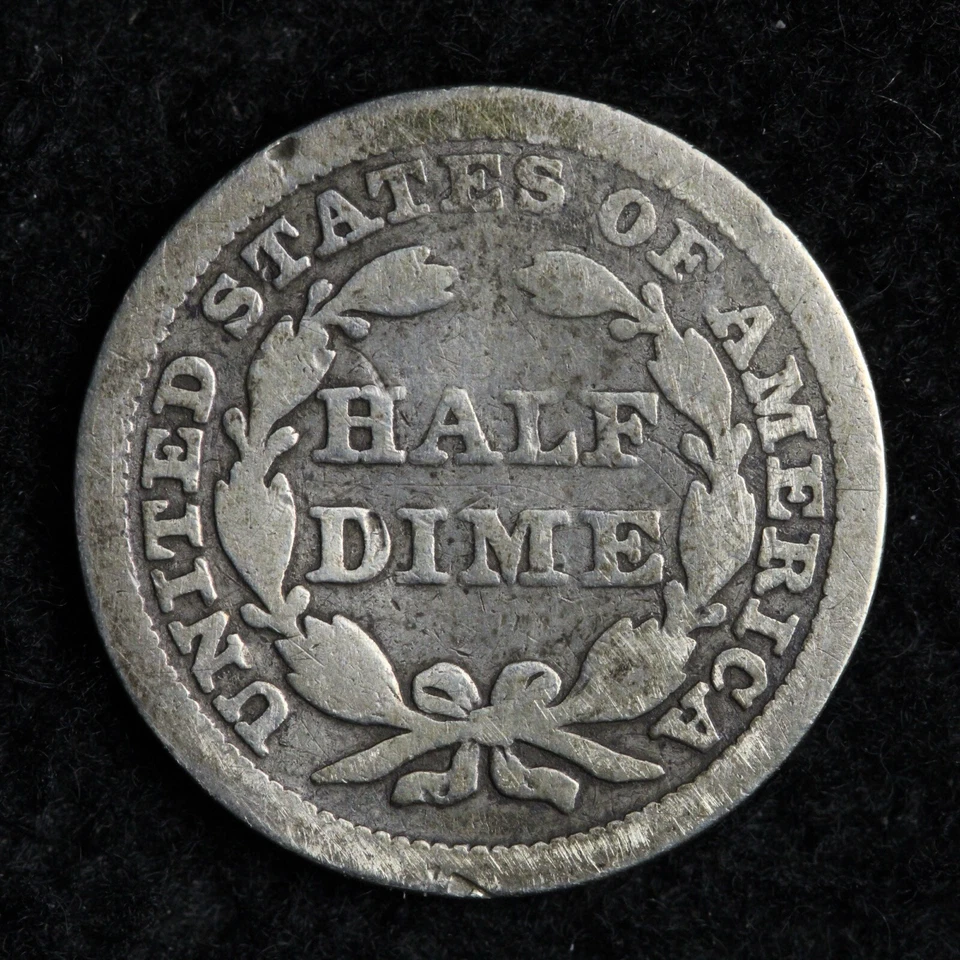 1843 Seated Liberty Silver Half Dime VG E158 WKCL - Image 2 of 2