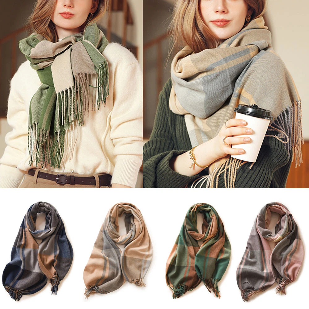 Women Ladies Imitation Cashmere Scarf Thicken Tassel Shawl Wraps Classic  Fashion