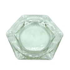 Vintage Cigar Ashtray Clear Glass 6 Sided Heavy 7.5" X 8.5" Unmarked GUC