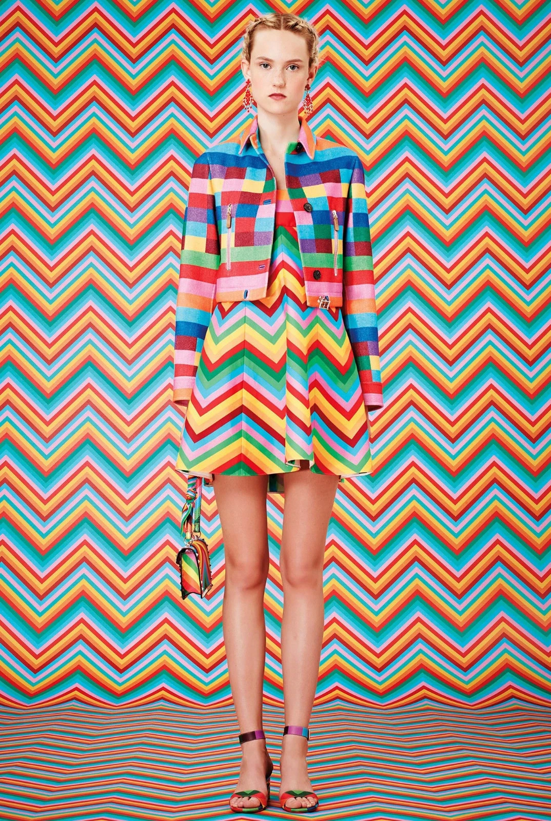 Valentino — VALENTINO Chevron Stripe Rainbow Strapless Bustier Dress 38 0 2 or 40 2 4