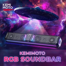 KEMIMOTO Upgrade Midnight 80 32"RGB UTV Sound Bar Deep Bass for Golf Cart Marine