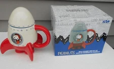 Peanuts Snoopy Rocketship Icup 15 oz ceramic mug w/ lid NEW in BOX