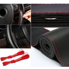 Crafts Genuine Leather Car Steering Wheel Cover with Needles Thread Stitch Wraps
