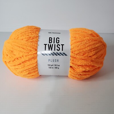 Big Twist Plush Yarn Electric Tangerine Orange 10.5 Oz 153 Yards Super Bulky 6