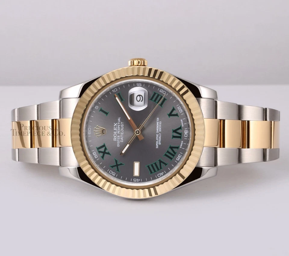 劳力士 Datejust II 41 毫米牡蛎 116333 双色 18k & 钢灰色罗马温布尔登 — 第 4/4 张图片