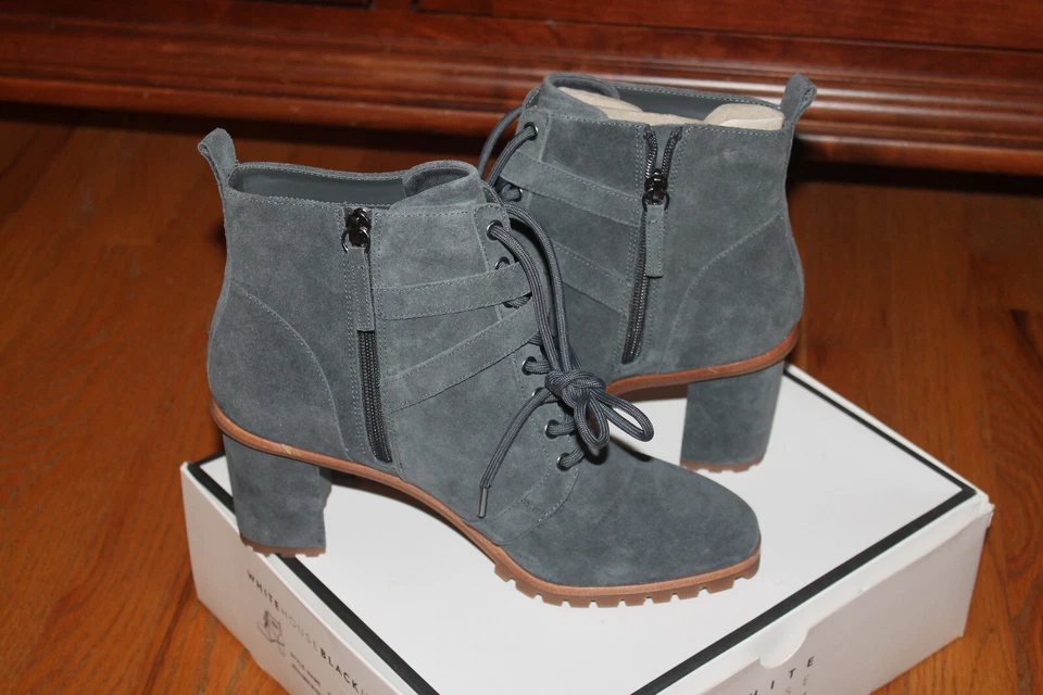 WHITE HOUSE BLACK MARKET Womens ASPHALT Grey Suede COMBAT Boots BOOTIES  US 9.5 - Image 3 of 4