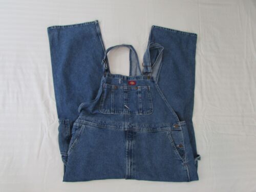 Dickies Bib Overalls Mens 42x30 Blue Jean Denim C… - image 1