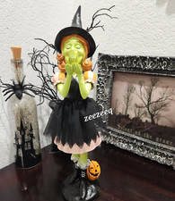 Halloween Green Witch with Frog Figurine Figure Tabletop Decor 15"
