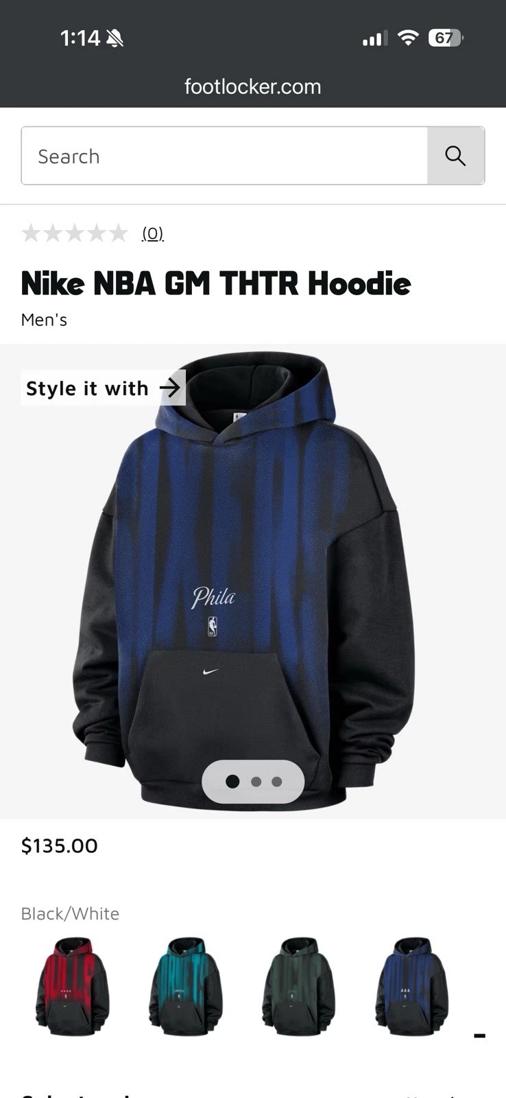 2026 Nike Philadelphia 76ers NBA Standard Issue Hoodie Black Blue NWT size-Large - product detail image 5