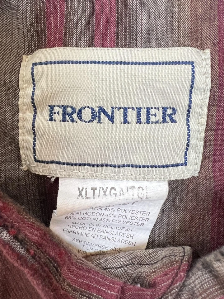 Vintage Frontier Western Shirt Mens XL Pearl Snap Cowboy Rodeo Vintage Burgundy - Image 3 of 4