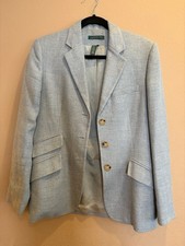Blazer Ralph Lauren Seda Lino Mujer’s 6 Azul Claro Espiga De Colección ¡Bonito!