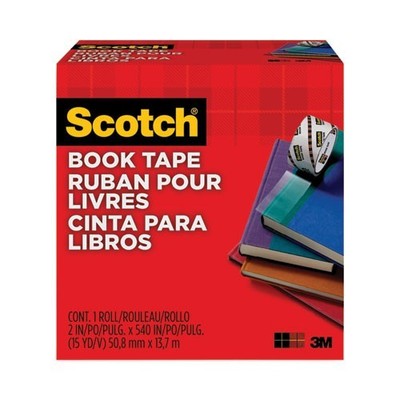 Scotch Book Tape, 3'' Core, 2'' x 15 yds, Clear