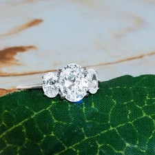 Three Stone Oval Cubic Zirconia Ring, 925 Silver Ring, Proposal Ring For Women's