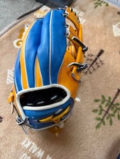orange and blue softball gloves