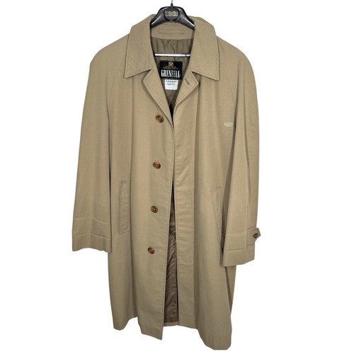 Grenfell, Grenfell Vintage Mantel Baumwollmischung beige 38 kleine 80er Trench Raglanärmel