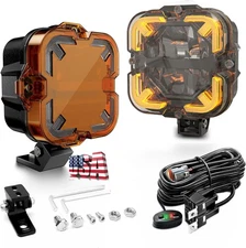 Off Road LED Lights 2PC 4" Driving Amber DRL Lamp Work Light Bar w/ Arrow Shaped