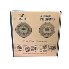 EziMedPil Automatic Pill Dispenser Frosted Lid Alarm Sound  Light 28 Day New