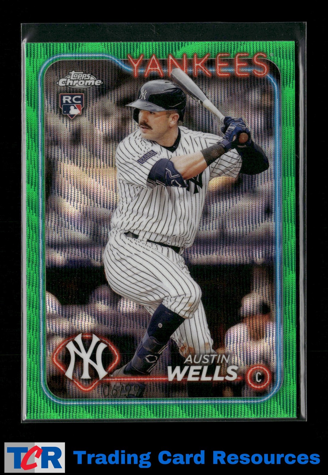 2024 Topps Chrome #281 Austin Wells Green Wave Refractors #/99