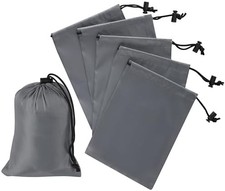 Drawstring Bag with Toggle - Nylon Cinch and Ditty Pouch Six-Pack Gray, 5 x 7 I