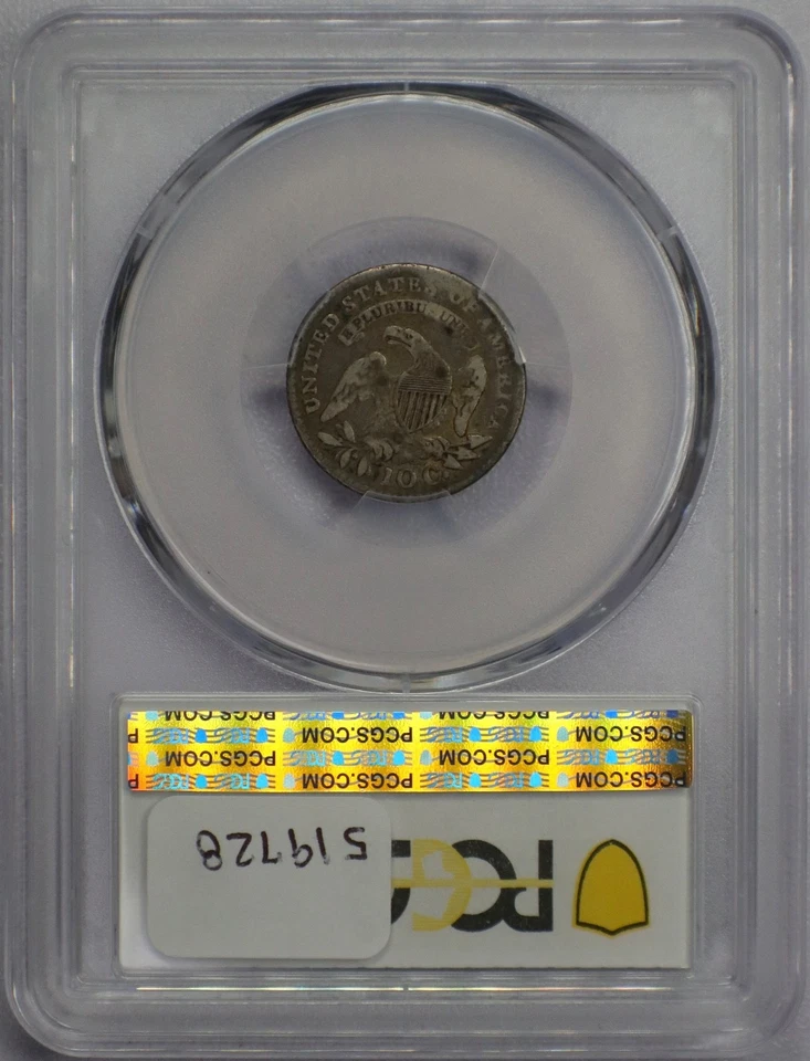 Монета номиналом 10 центов 1814 с большой датой и крышкой — PCGS F 12 - Изображение 4 из 4