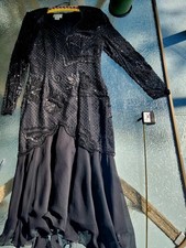 Women's Formal Black Beaded Sequined Gown Dress Calf Length Size 8