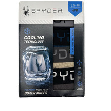 Spyder Mens Performance 4 Pack Cooling Nylon Mesh Boxer Briefs L 36-38