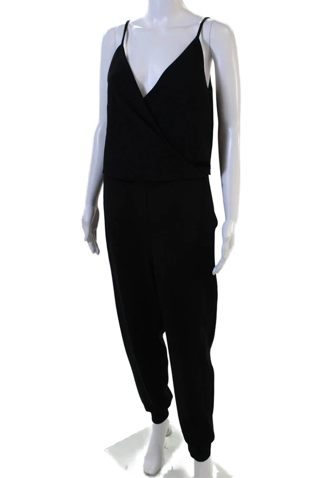 Mono Theory para mujer con correa de espagueti cuello en V crepé envolvente negro talla 6 Foto 2 de 4