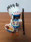 Vintage Playmobil Native American Indian Chief with Buffalo Shield & Bow Figure