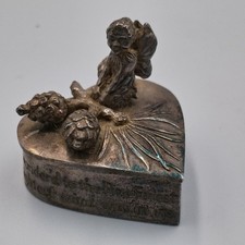 Silver Scenes Silver Plated Pill Box Fairy Pinecones Made In UK Vtg 1994 Etched
