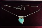 Sterling Silver Mexico Turquoise Heart Pendant Stamped Mexico 925