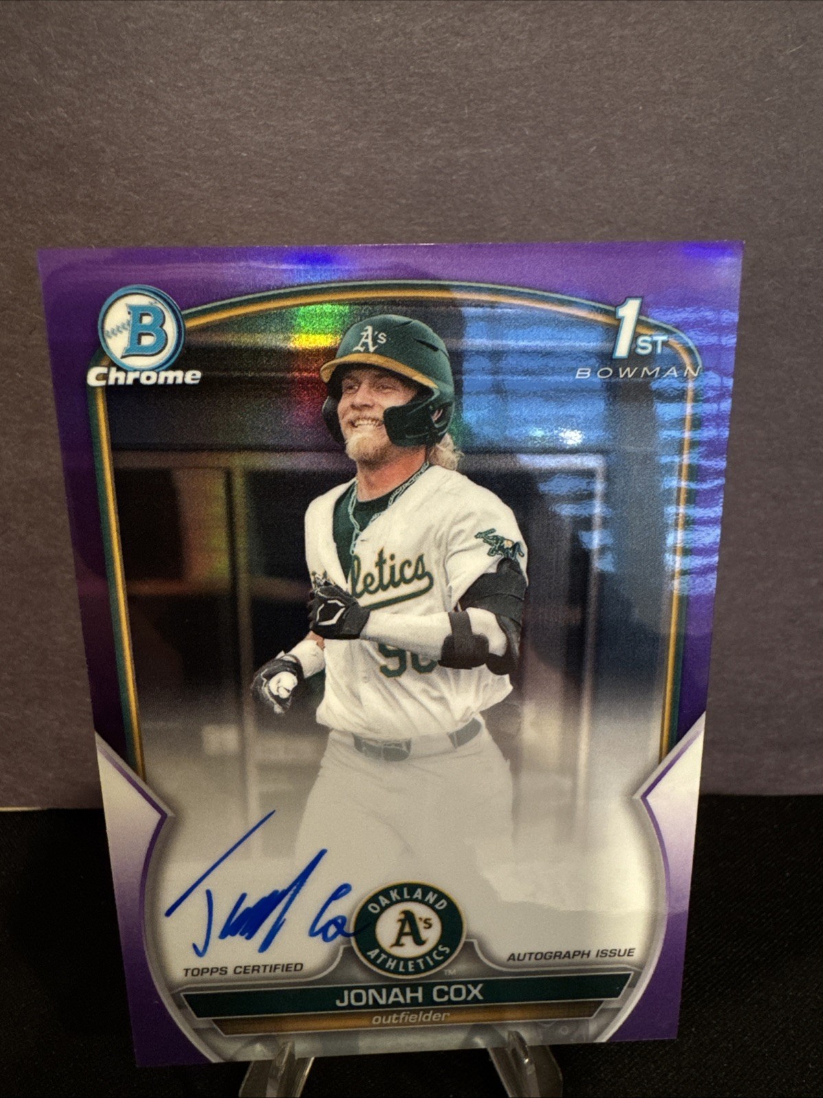 2023 Bowman Draft Chrome-Jonah Cox CDA-JCO-Purple Auto #118/250