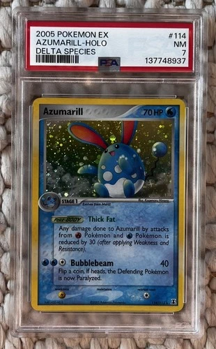 PSA 7 Pokemon Azumarill Secret Rare Holo ex Delta Species 114/113