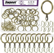 for Window Door Shower Curtain, Drape Sliding Eyelet Ring Metal Curtain Hooks,