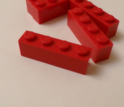 Lego x10 Red 1x4 Bricks, 3010 (028-185)