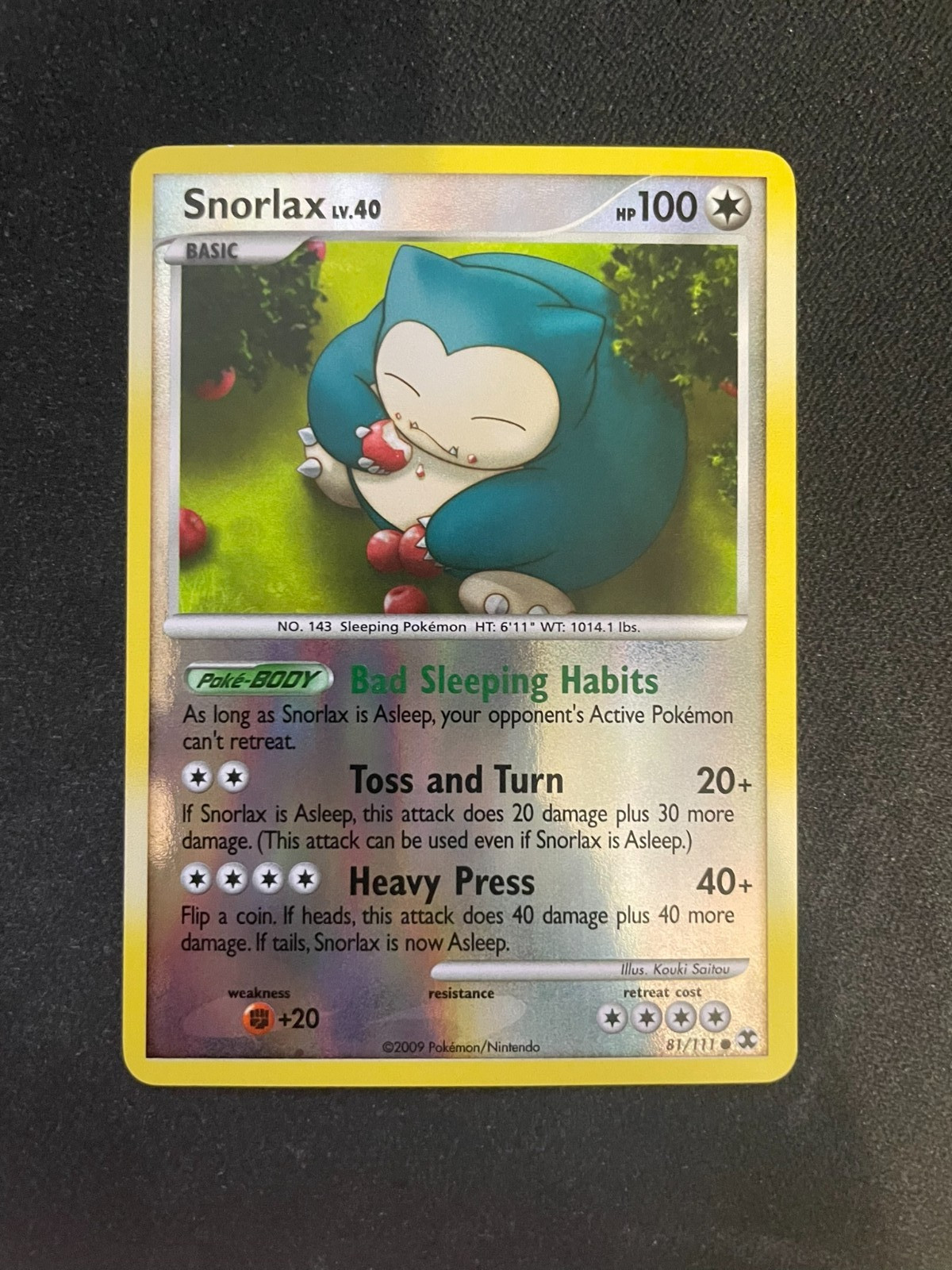 Snorlax 81/111 Reverse Holo Platinum Rising Rivals Pokemon TCG - LP+