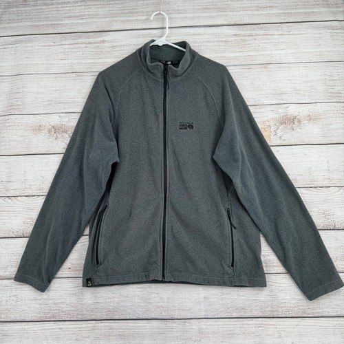 Mountain Hardwear Full Zip Fleece Jacket Mens Large Gray Stretch Mock Neck