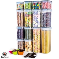 Durable Stackable Canister Set - 14-Pack Clear BPA-Free Food Storage Solution