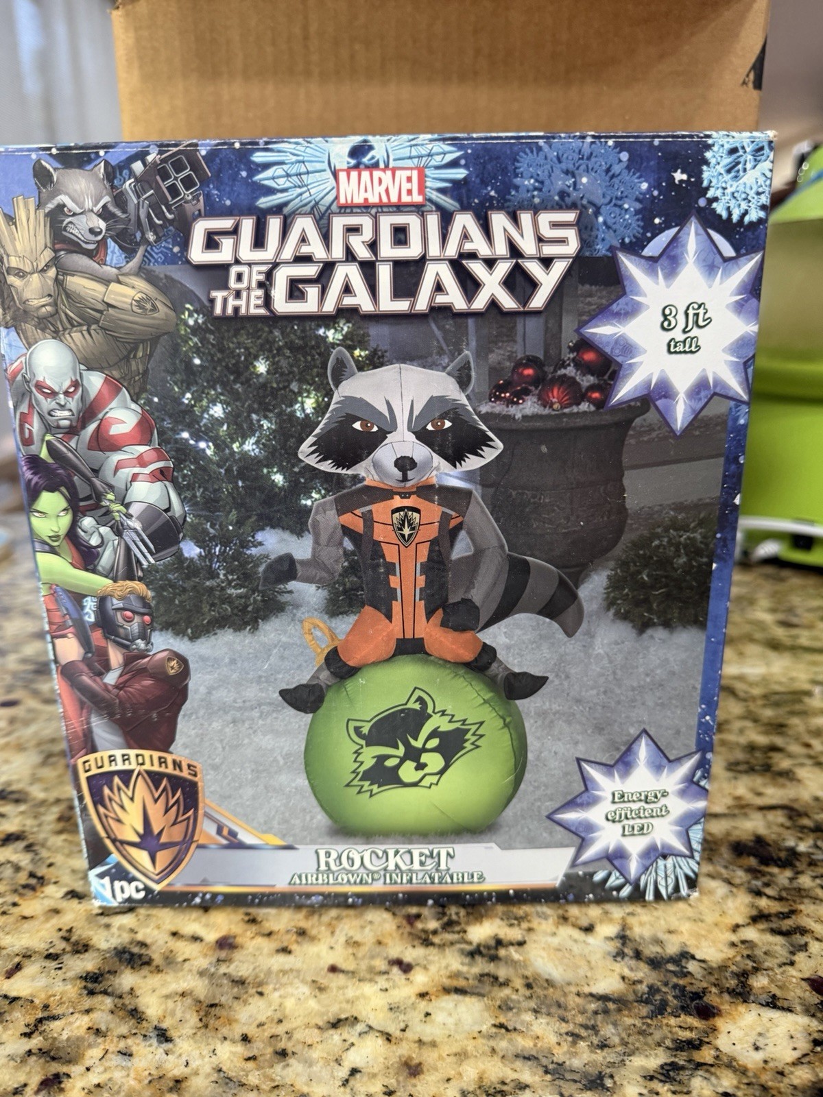Rocket Racoon Inflated Gemmy Marvel Rocket Raccoon 3ft Airblown Inflatable, Light Up