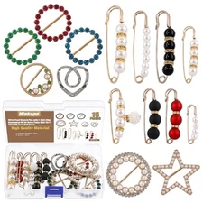 15Pcs T-Shirt Clips and Pearl Brooch Pins Sweater Shawl Clips Set, Clothes 