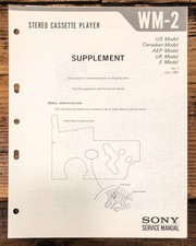 Sony WM-2 Radio Cassette Supp. 1Service Manual Original 