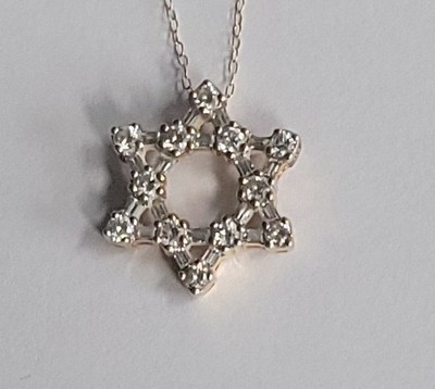 Diamant Stern sechsseitig in 14 Karat Gold
