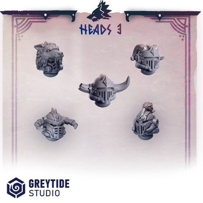 Primal Hounds Heads 3 bits Set for Wargames & Skirmish kit bash