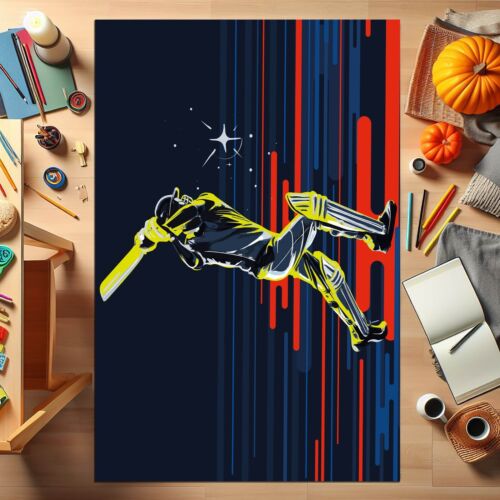 Cricket Sports Rug, American Cricket Rug, Cricket Lovers Rug, Games Room Rug, - 第 1/6 張圖片