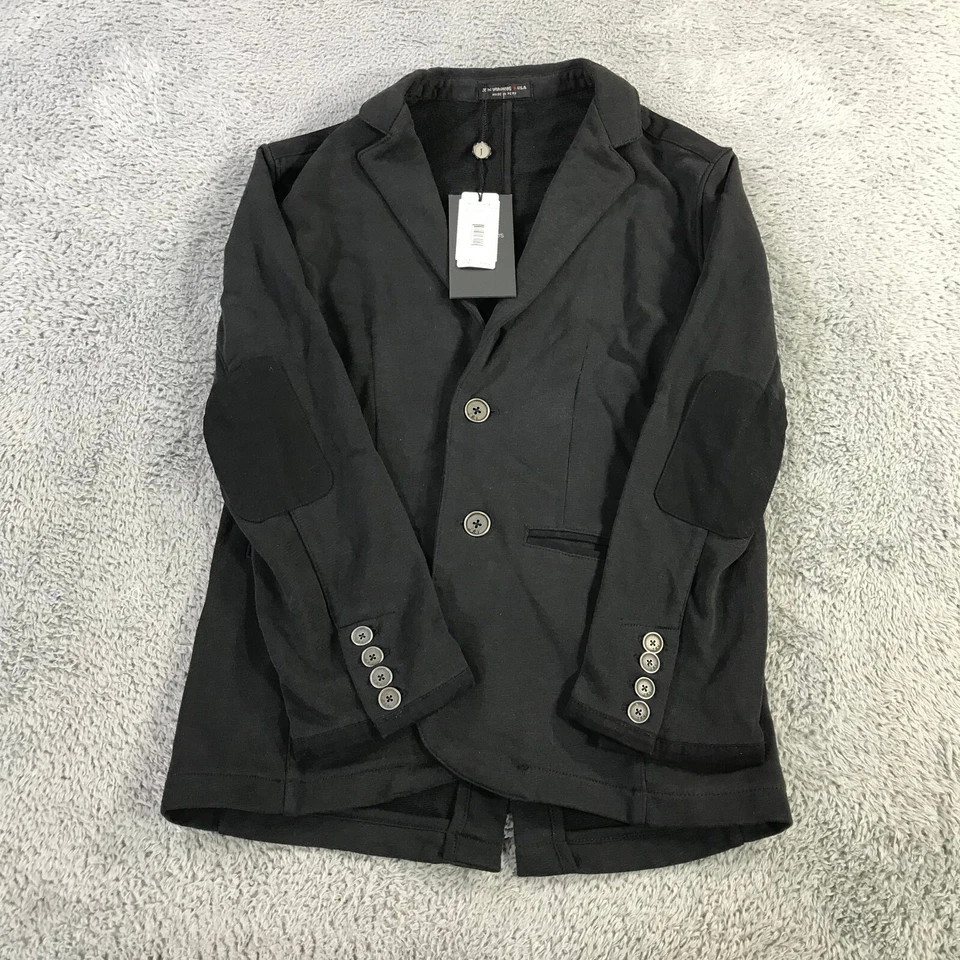 Blazer John Varvatos Niños 12 Tejido Negro Deportivo Abrigo Chaqueta Codo Parche Informal Foto 4 de 4