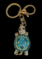Wrapables Blue Crystal Sea Turtle Key Chain Keyring Charm