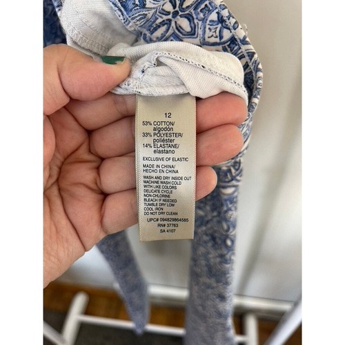 Rafaella Womens Comfort Stretch Printed Soft Knit Twill Skinny Ankle Pants 12 - Picture 7 of 7