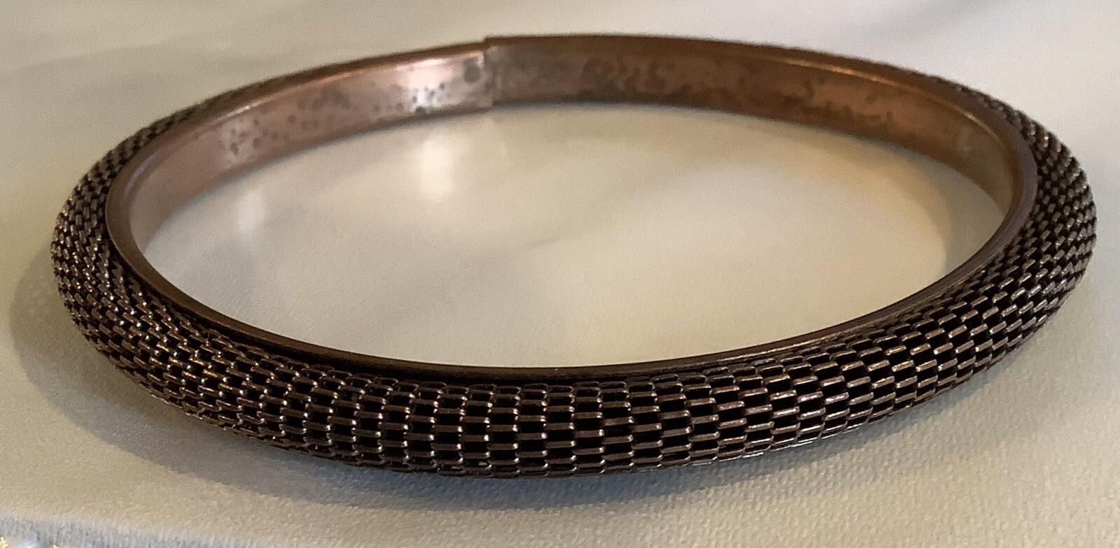 Unique Copper Open Mesh On Solid Wrist Bangle 2.5… - image 3