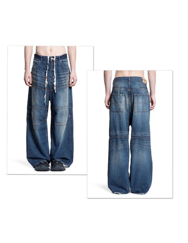 NWT Authentic BALENCIAGA ‘GEORGE V’ Blue DENIM Baggy JEANS Unisex SIZE XS