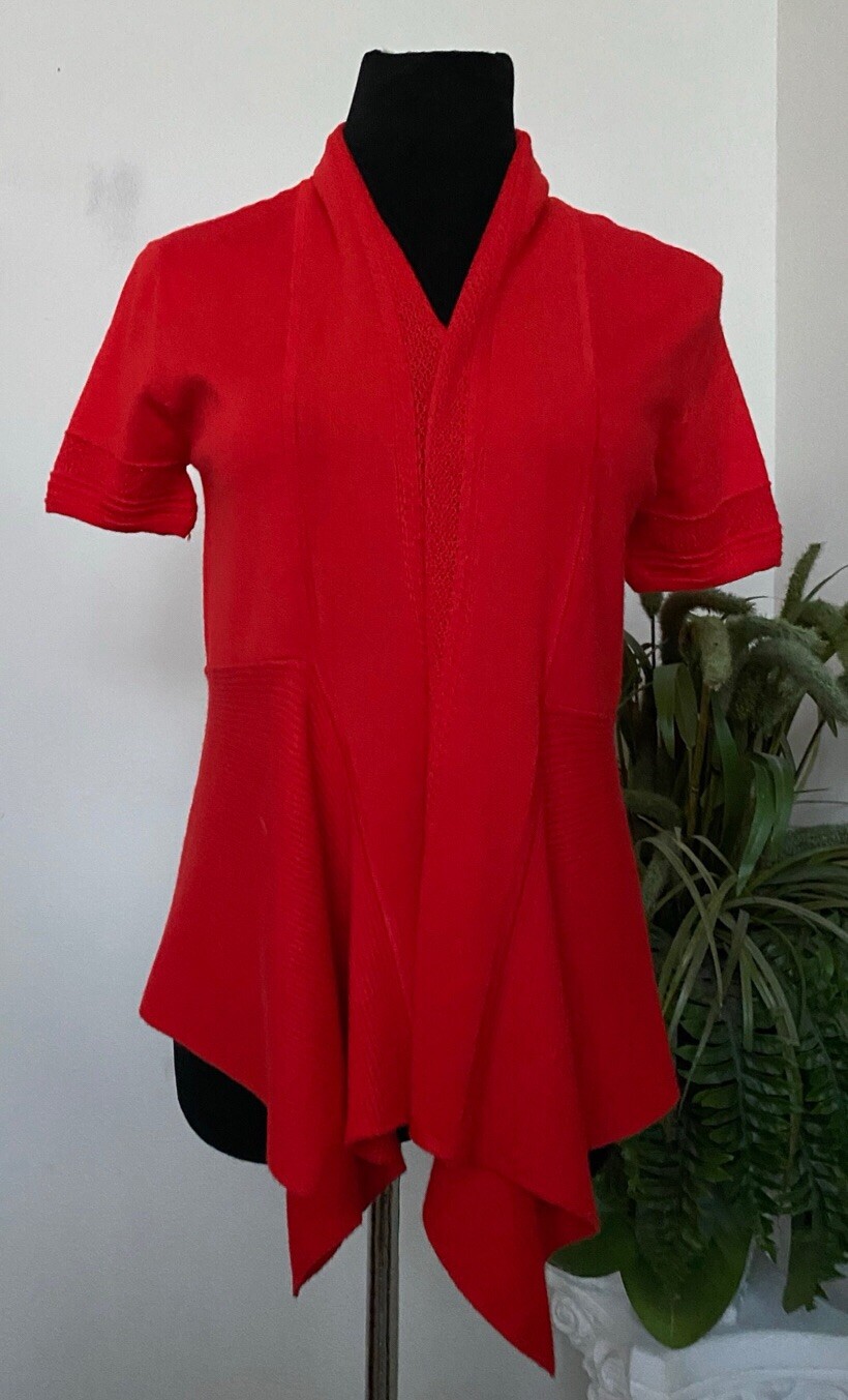 celine red cardigan
