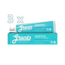 3 x Grants Of Australia Natural Toothpaste Sensitive with Xylitol Mint 100g